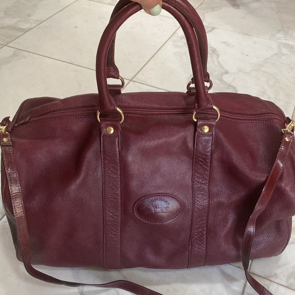 LONGCHAMP duffle bag burgundy leather vintage from the 90’s a beautiful piece